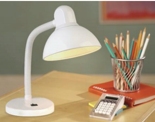 desk lamp with light on