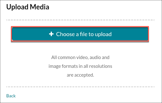 upload media window with choose a file to upload button highlighted