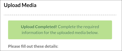 Canvas app video upload completed