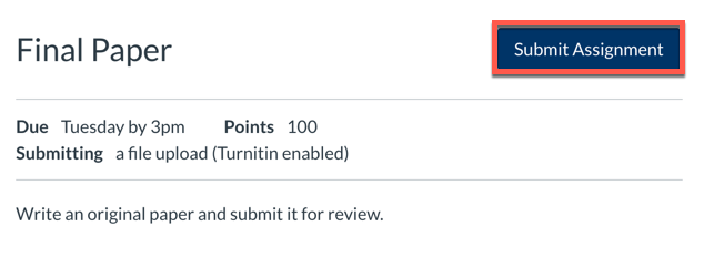 Assignment page with Submit Assignment button highlighted