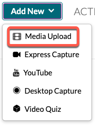 media upload option highlighted under Add New dropdown