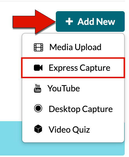 arrow pointing at add new dropdown with Express Capture highlighted