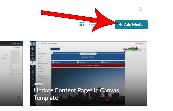 Arrow pointing at Add Media button