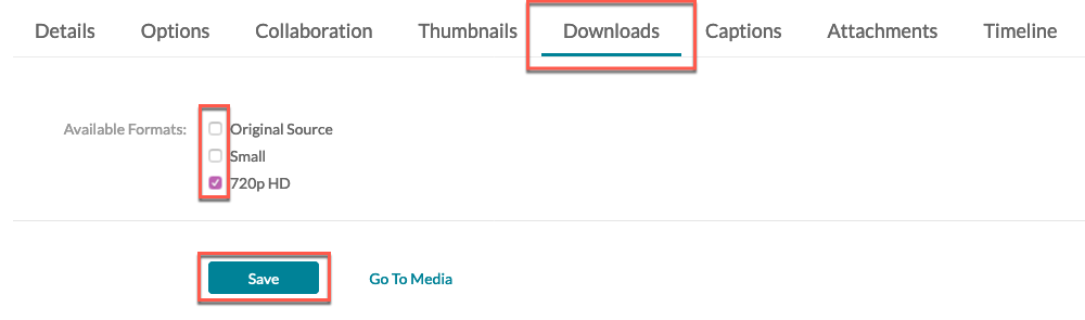 MyMedia video downloads tab with video size selected and save button highlighted.