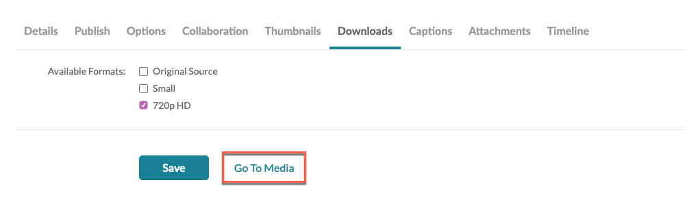MyMedia video downloads tab with Go To Media highlighted.