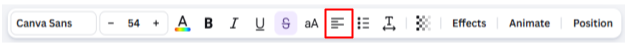 Editing bar with the alignment tool highlighted by a red box.