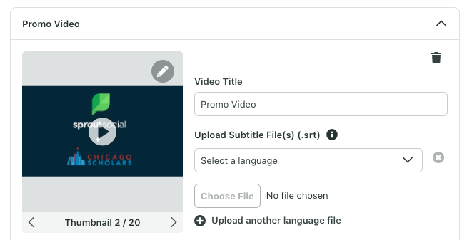 Sprout Social's Compose window showing the video editor pop out.  