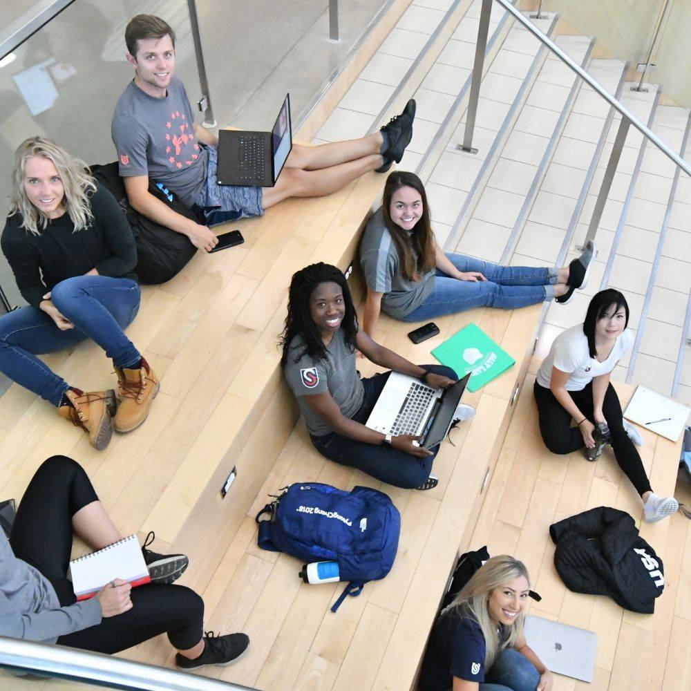 Students sitting inside at SLCC.