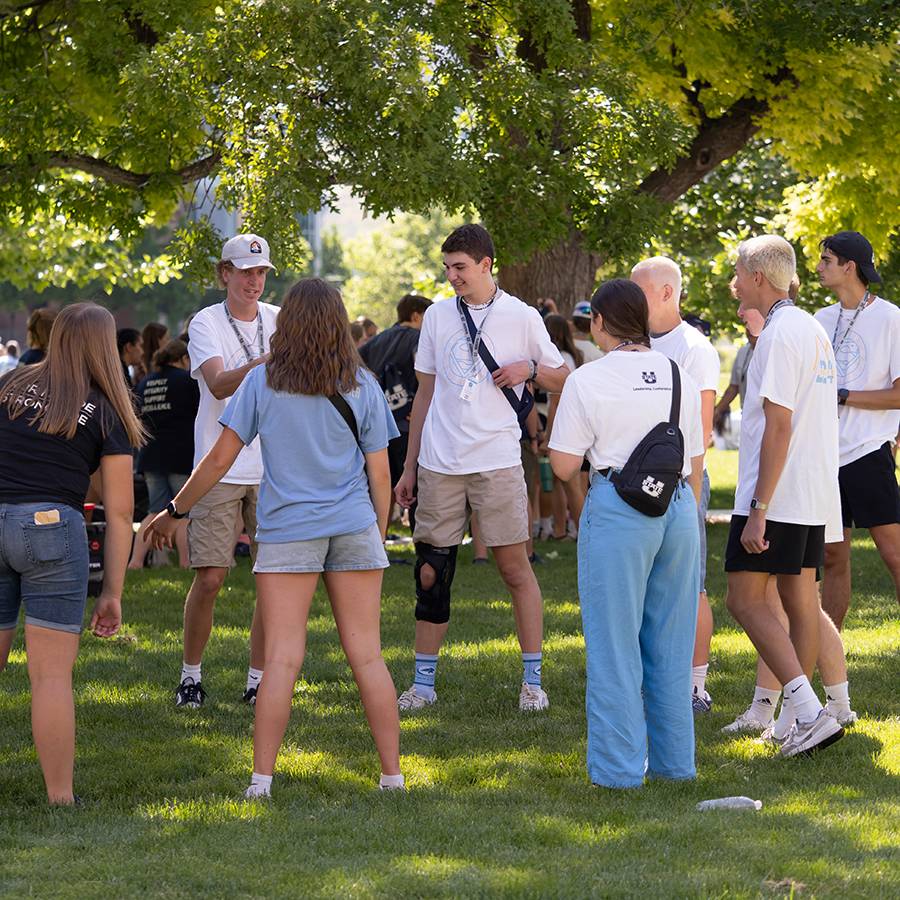 Sky View students gathered in a circle.