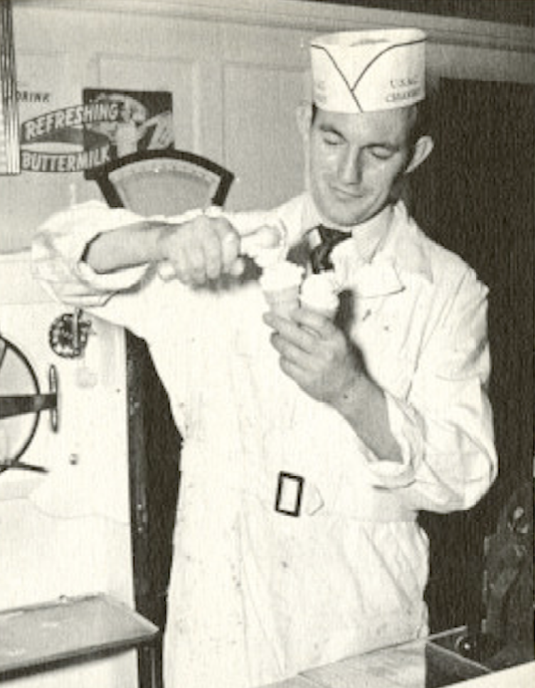 scooping ice cream in 1948
