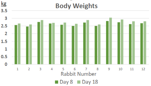 A bar graph with body weights.