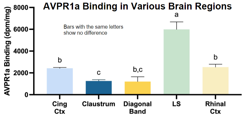 A graph comparing binding in various brain regions including the Cing Ctx, Claustrum, Diagonal Band, LS, and Rhinal CTX.