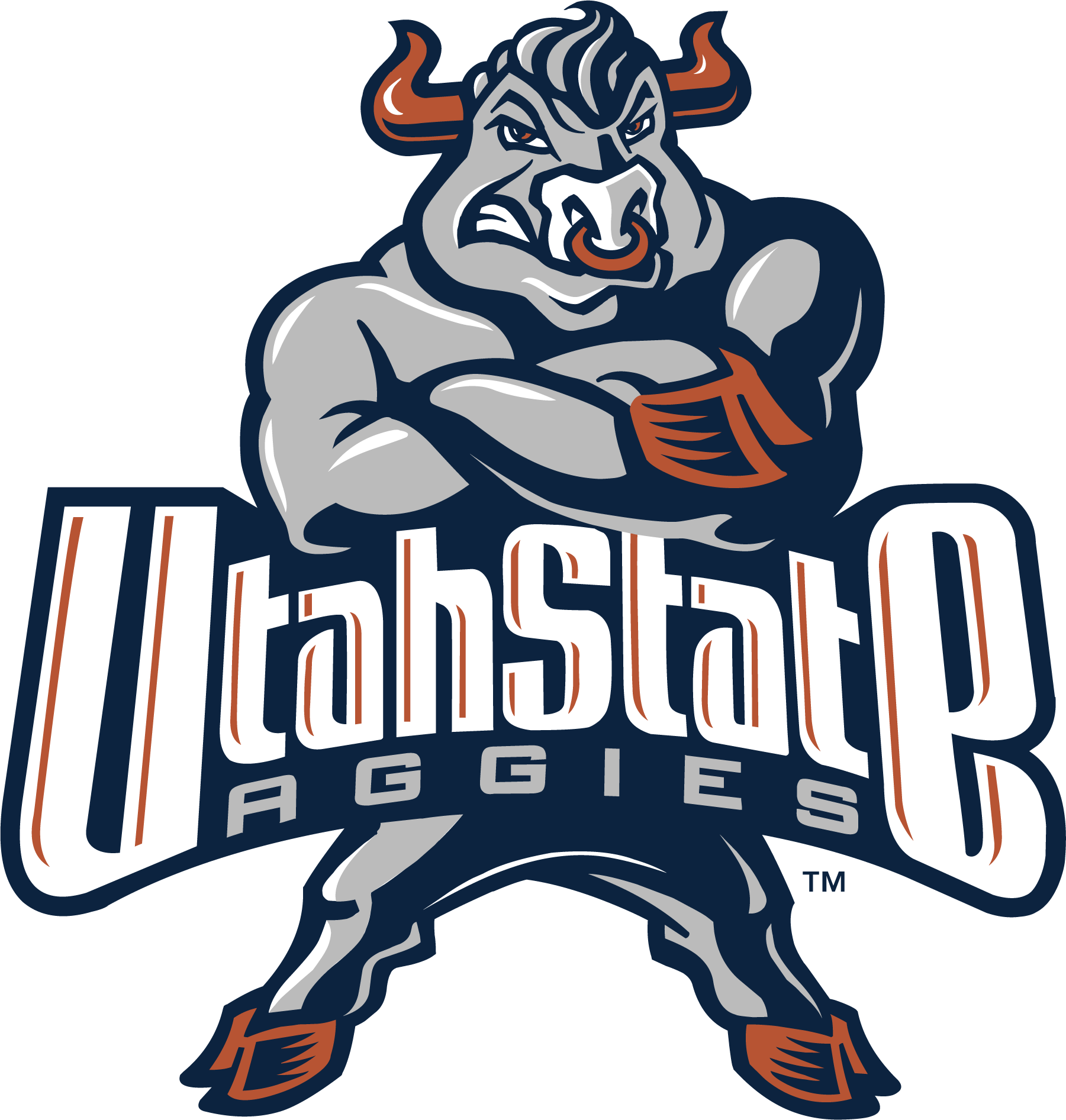 1995 - 2001 Utah State Aggies Bull with folded arms logo
