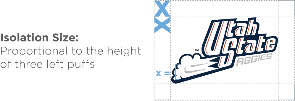 Utah State Aggies slanted with smoke behind