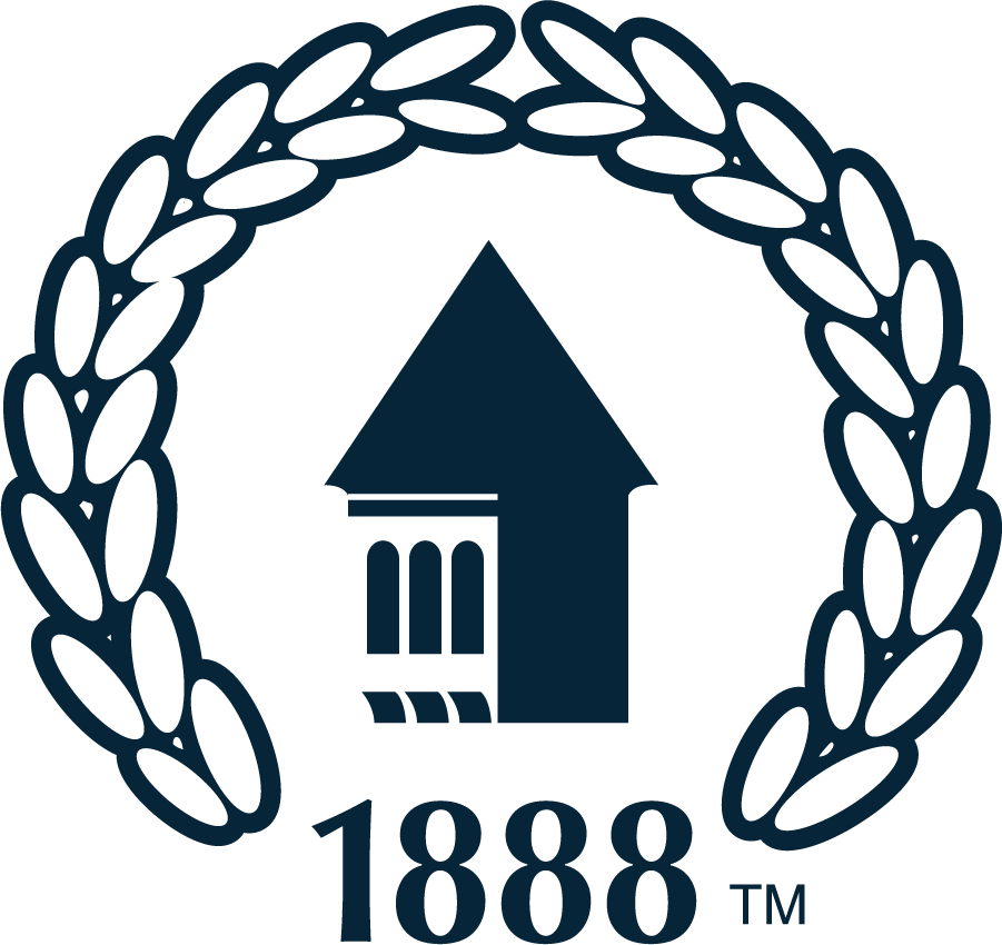 Tower mark with laurels and year