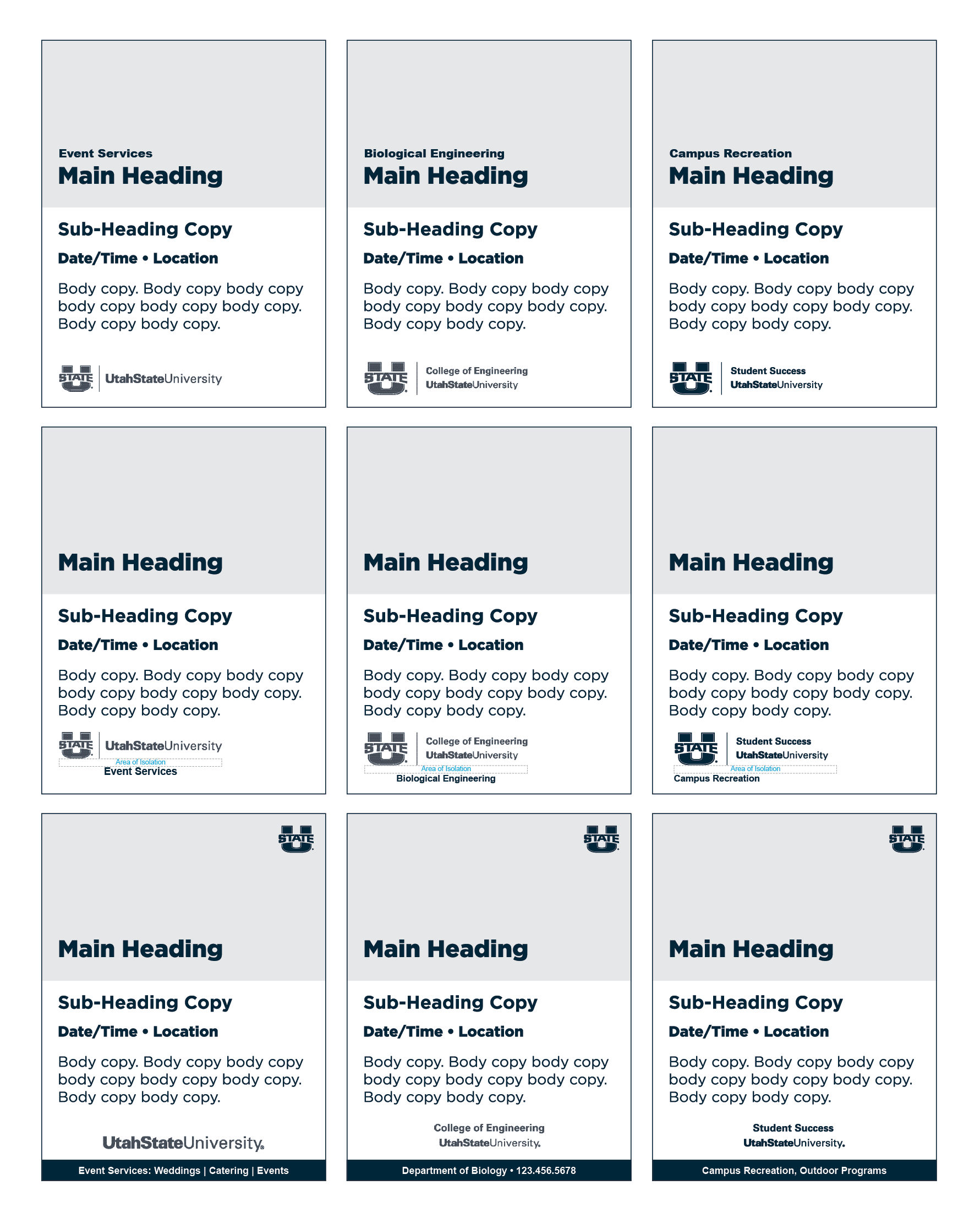 Flyer mockups with department solutions
