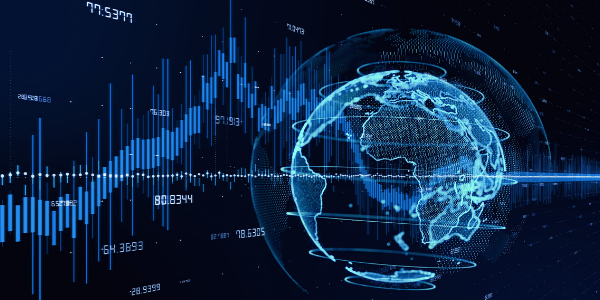 Globe and graphs representing business interests