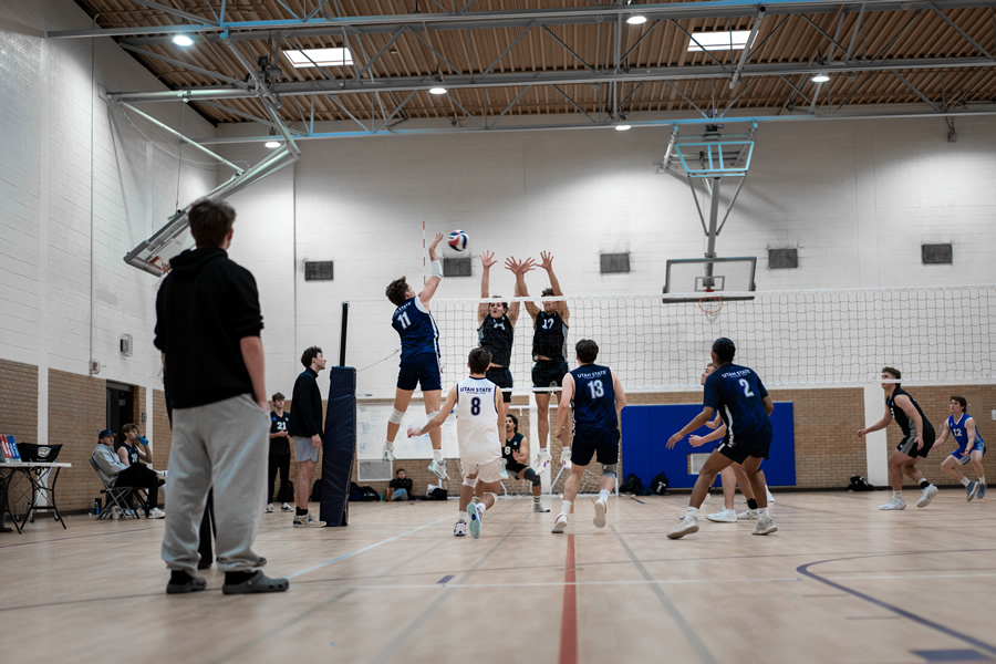Male Spiking on Outside against Two Blockers