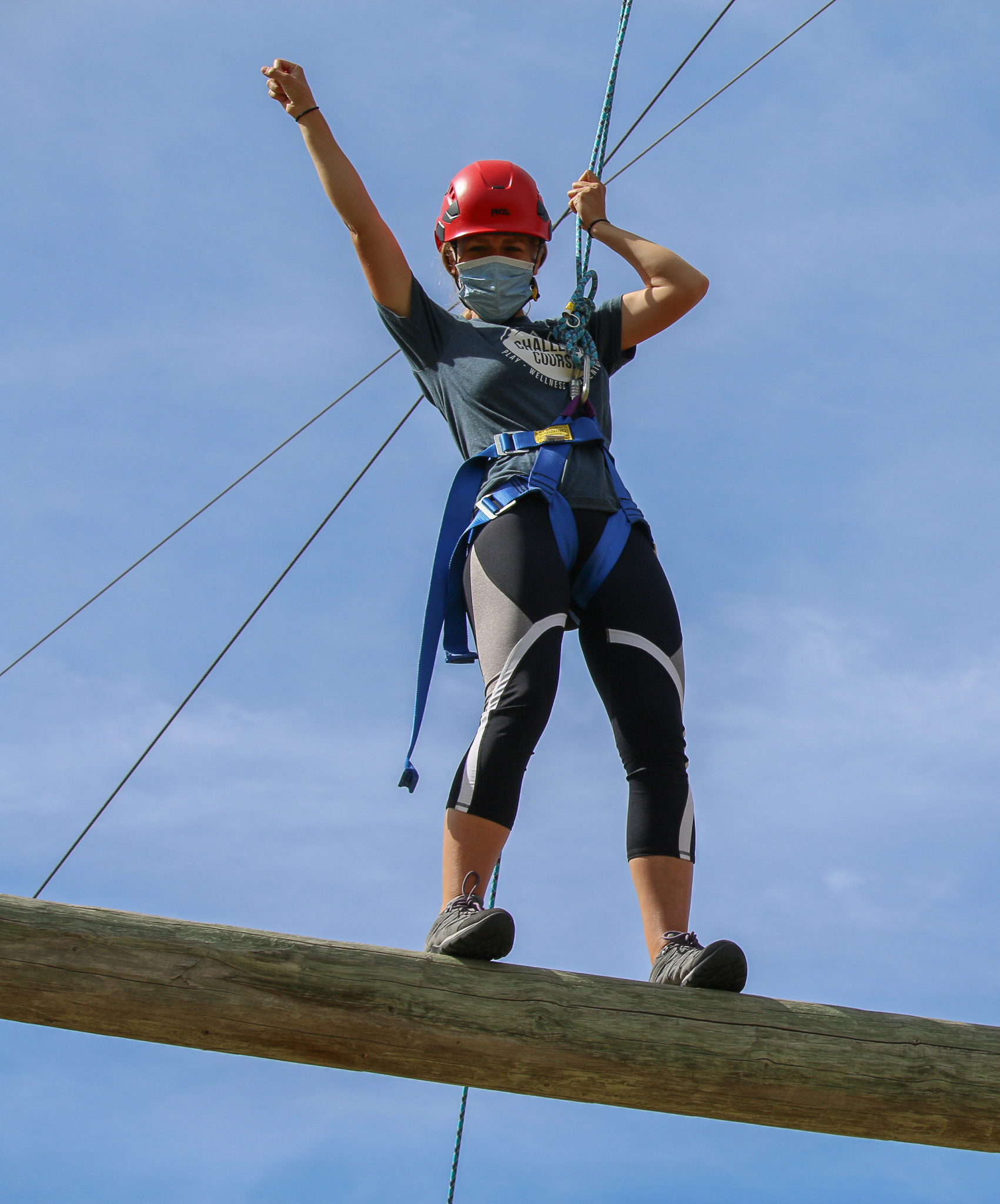 ziplining on the challenge course