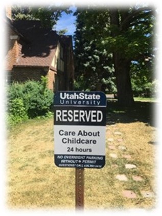 care about childcare parking sign