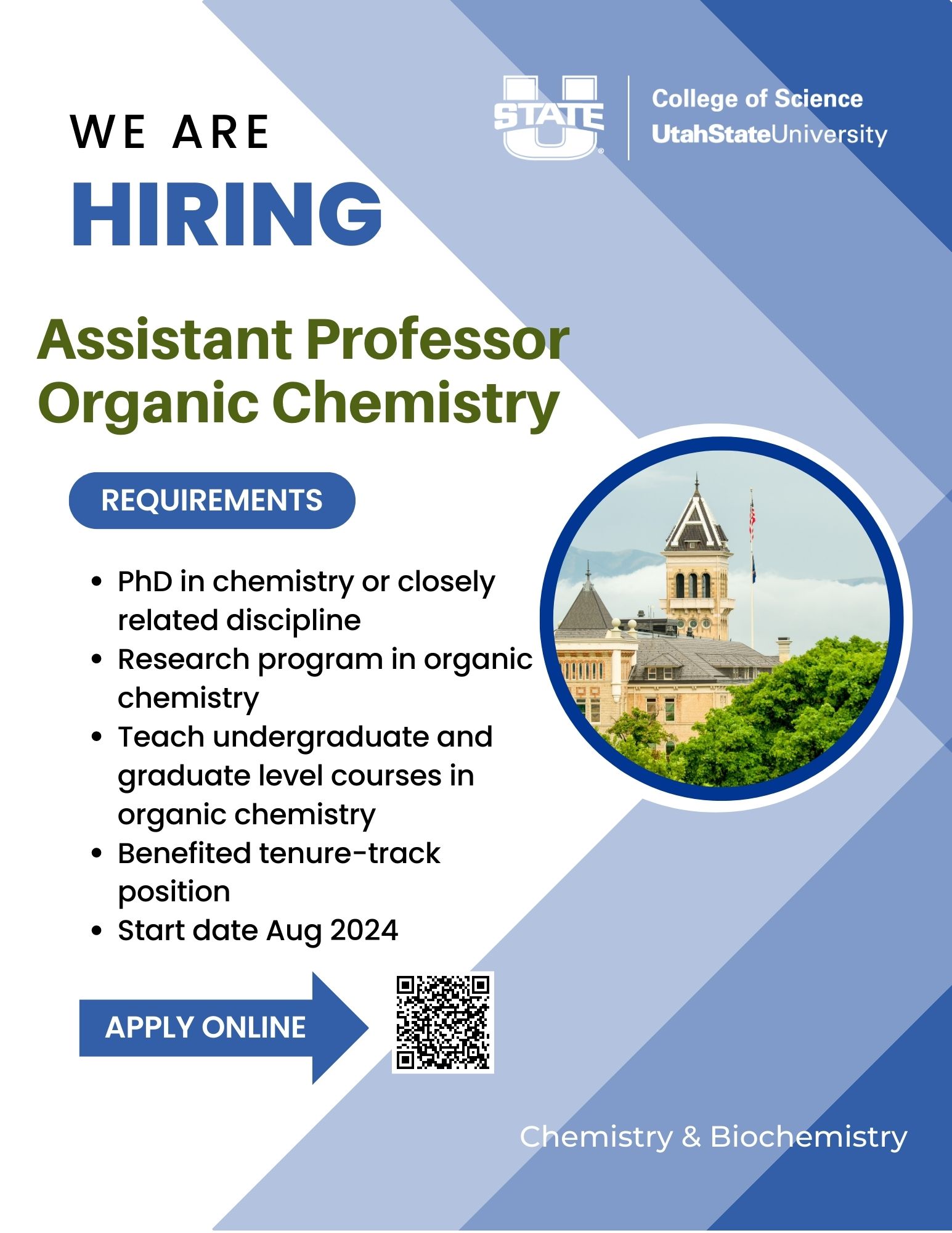 Now Hiring Assistant Professor in Organic Chemistry