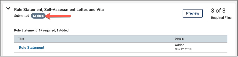 A section is locked once it is submitted.
