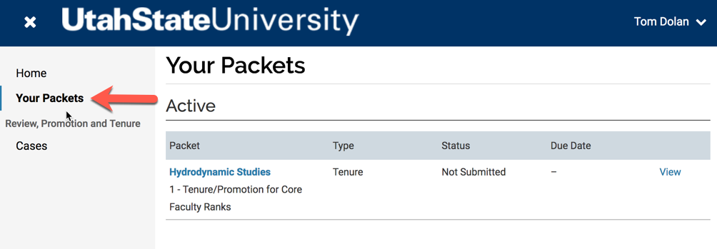 Click Your Packets link to see your packet.