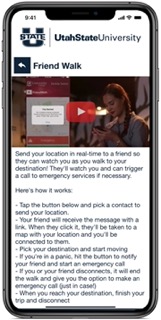screenshot of friendwalk in the Aggie Safe app