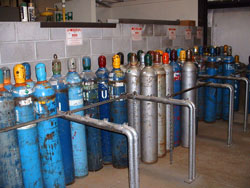 Gas cylinders awaiting recycling