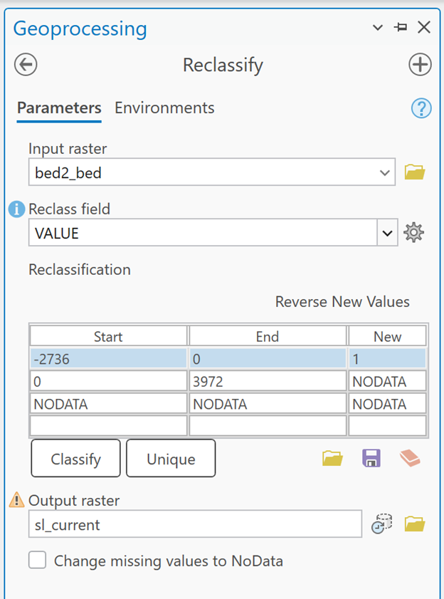 Reclassify tool