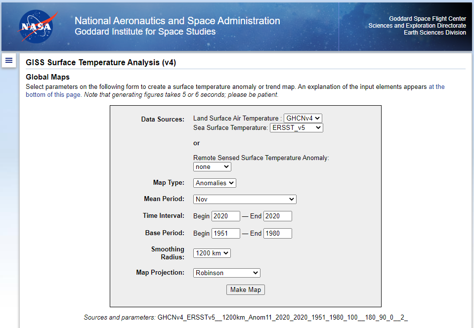 NASA GISS Surface Temperature Anyalysis version 4 form