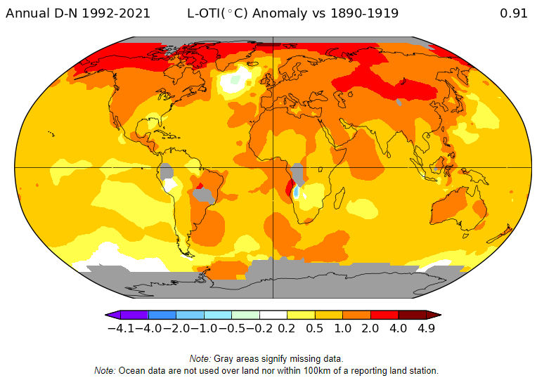 GISS infared of temperature for the world from 1890-1919