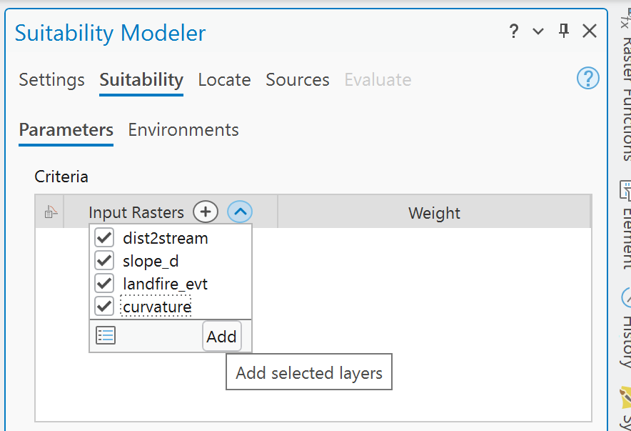 Adding criteria
