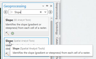 Search Geoprocessing Slope