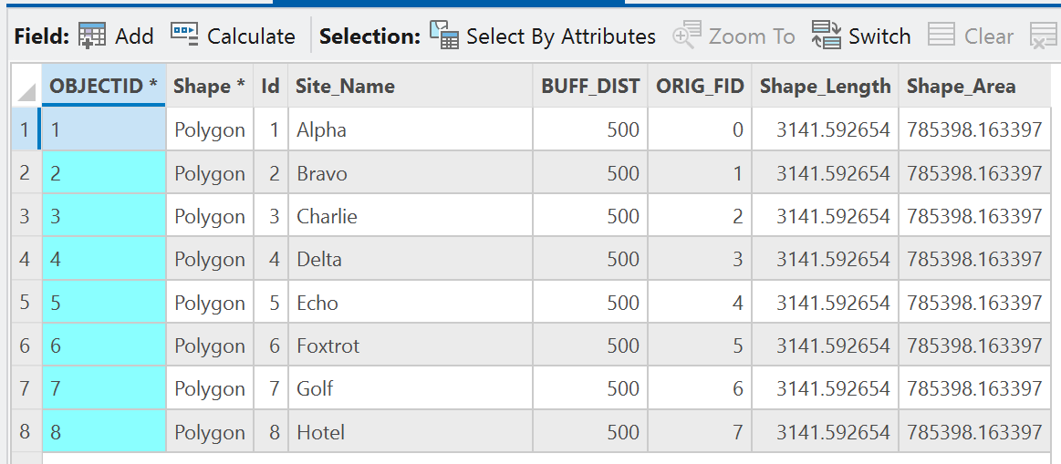 buffer attribute table