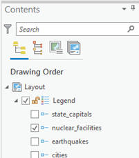 legend in the contents pane