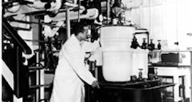 Man in lab, making the drug penicillin