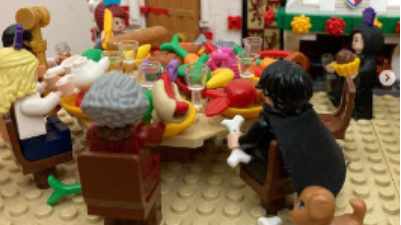 LEGO model of people at a table from Grant's Instagram Page