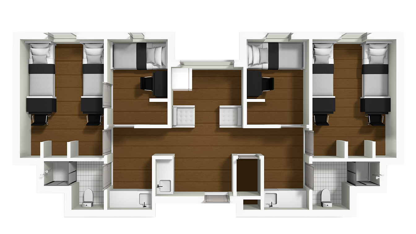 Central Suites 6-bed suite floorplan