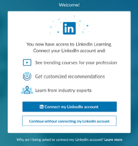 LinkedIn Learning Account Creation Menu