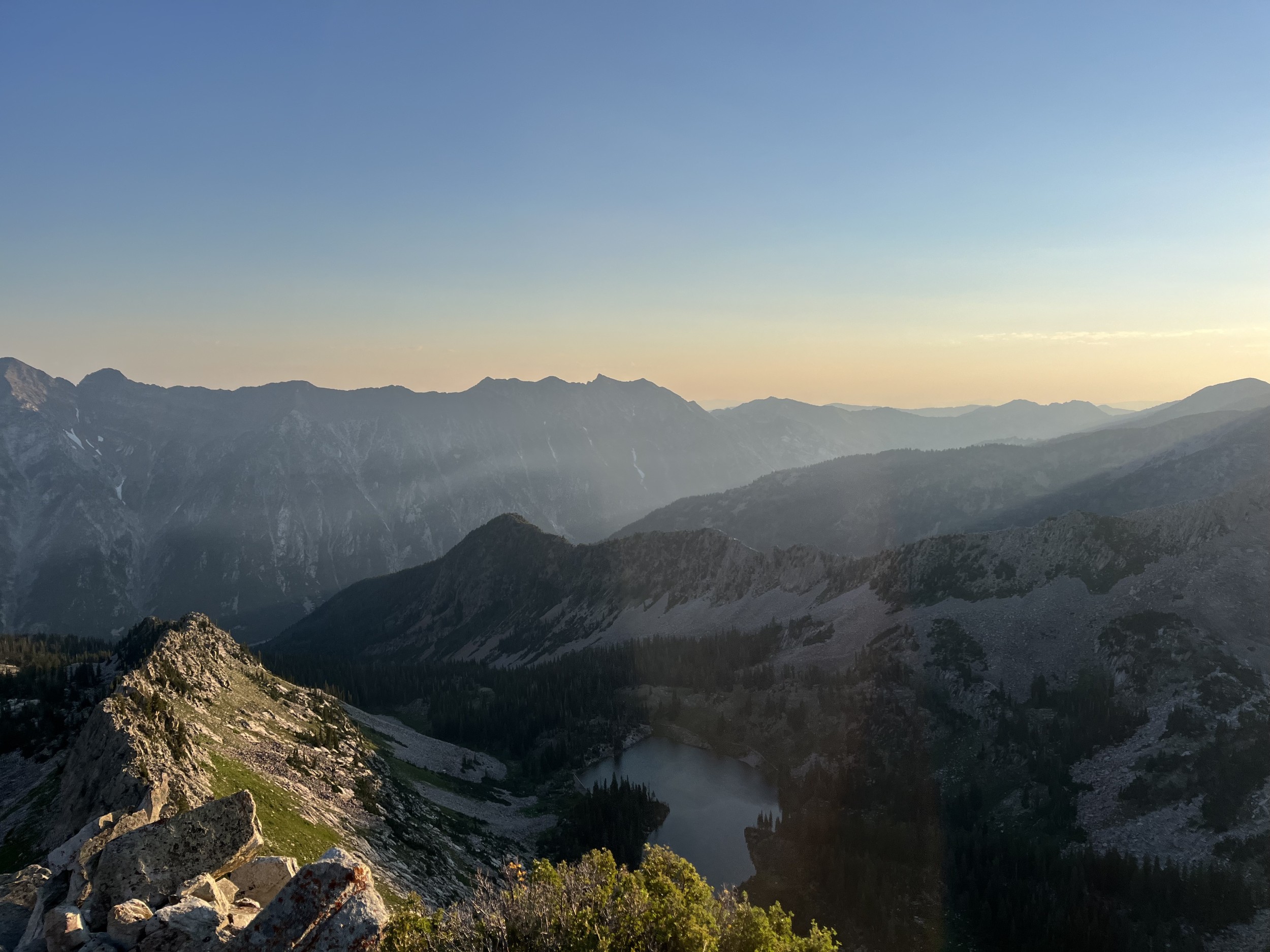 A breathtaking mountain view of a ridgeline at sunrise