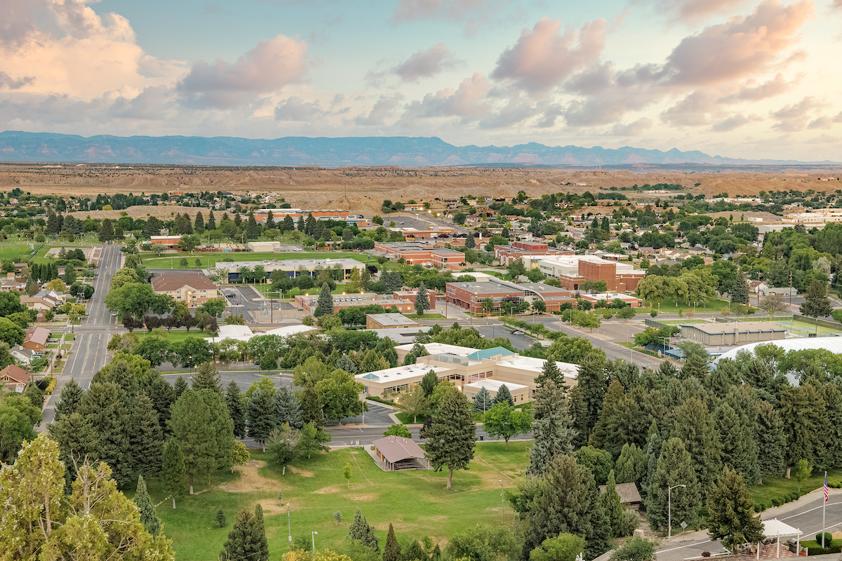Aerial view of the USU Eastern campus.