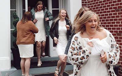 Sorority sisters at Utah State University run out of their house.