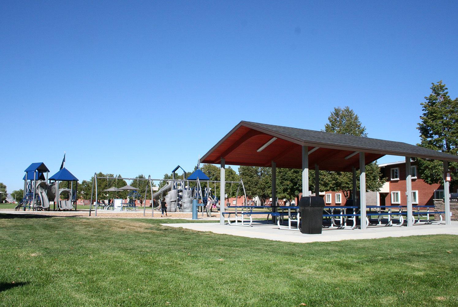 Playground, grill. and pavilion area