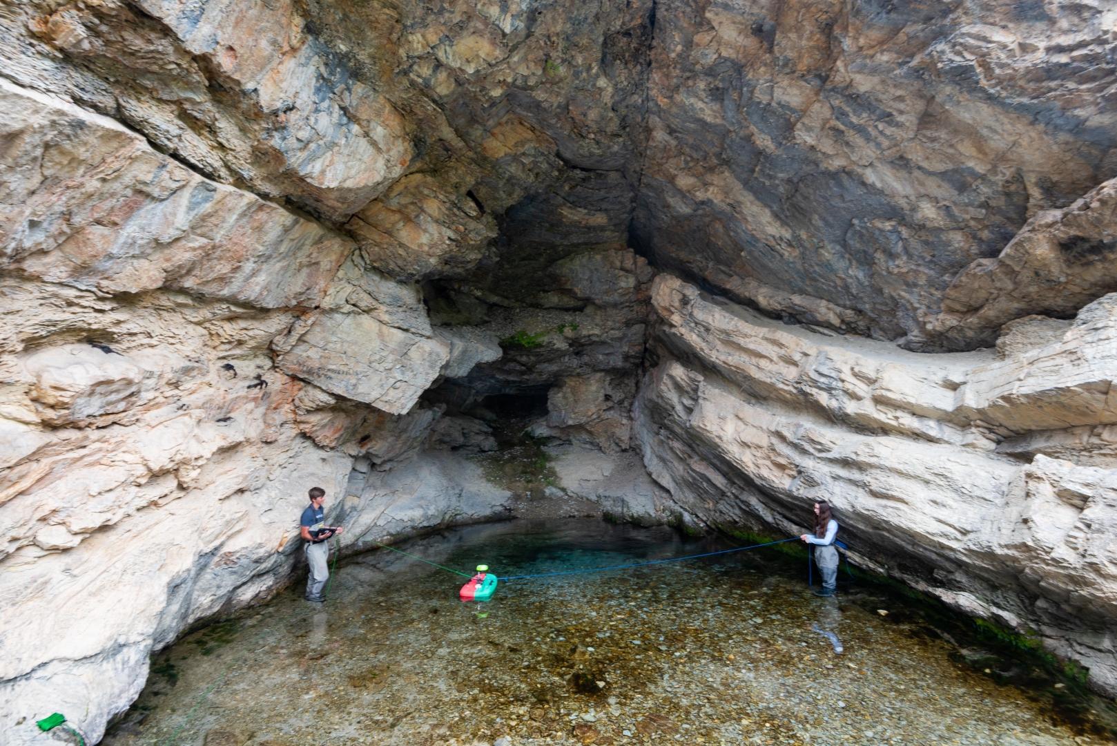 Students Measure Water Flow from a Karst Mountain Spring | Aaron Fortin