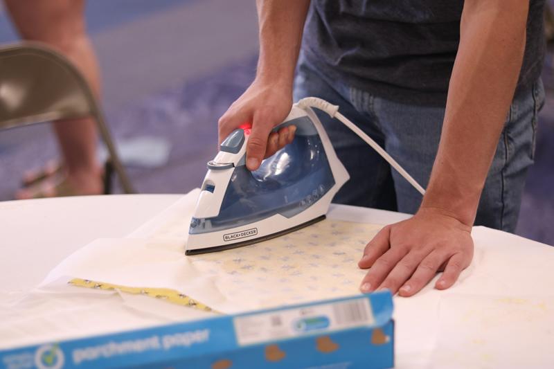 Ironing a beeswax wrap.