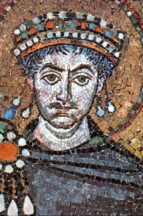 Justinian: Ravenna Mosaic (click to see larger image)