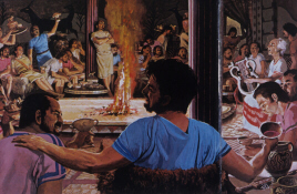 Mycenean bard performing (click to see larger image)