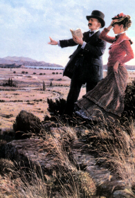 Painting of Schliemann reciting The Iliad to his wife on the mound of Troy (click to see larger image)