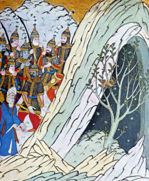 Hegira: Muhammad hides in a cave and escapes Satan (click to see larger image)